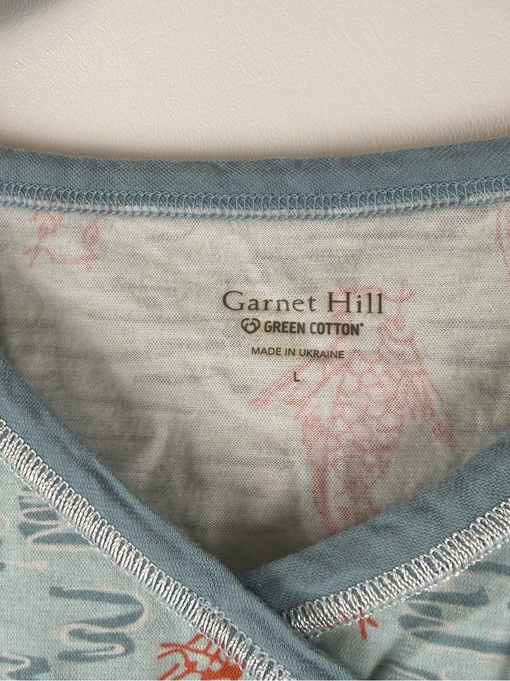 Garnet Hill Green Cotton Koi Fish Pajama Set L Blue Orange Cami Shorts - Picture 6 of 10